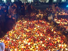 Poles mourning their political leaders killed in a tragic accident in Smolensk. 2010.