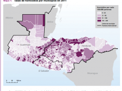 Tasa de homicidios por municipio en el Triángulo Norte durante 2011