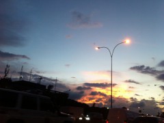 Traffic at sunset in Caracas